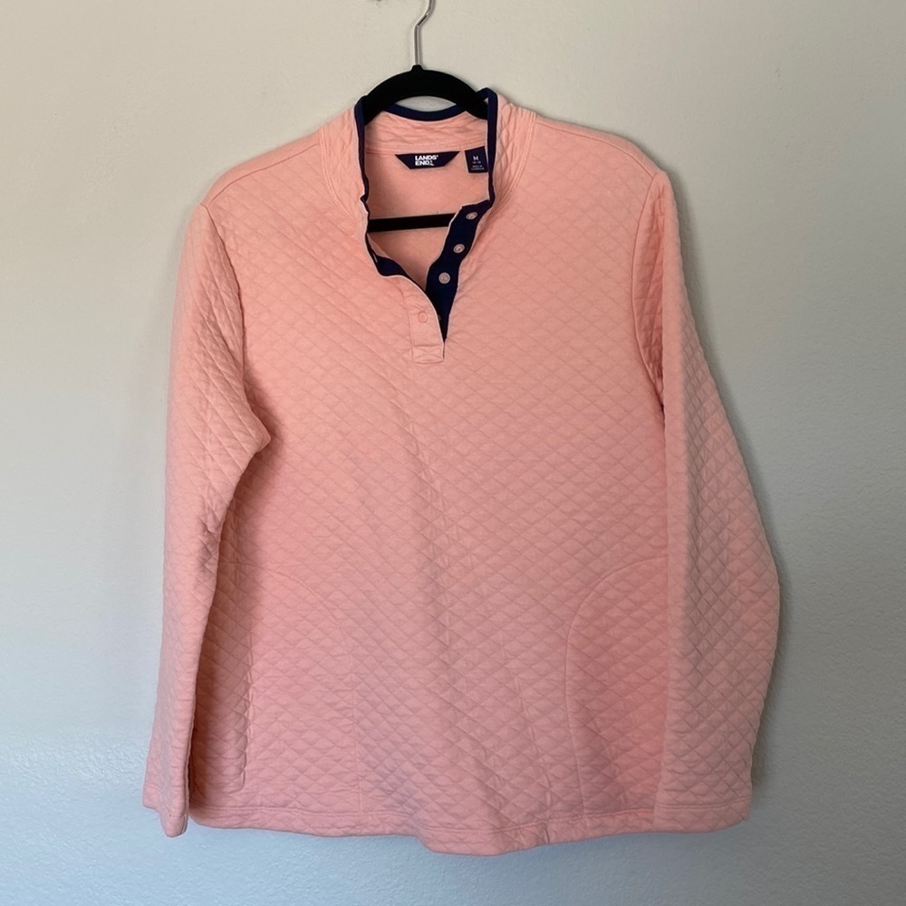 Lands End quilted peach pullover jacket Sz 10/12